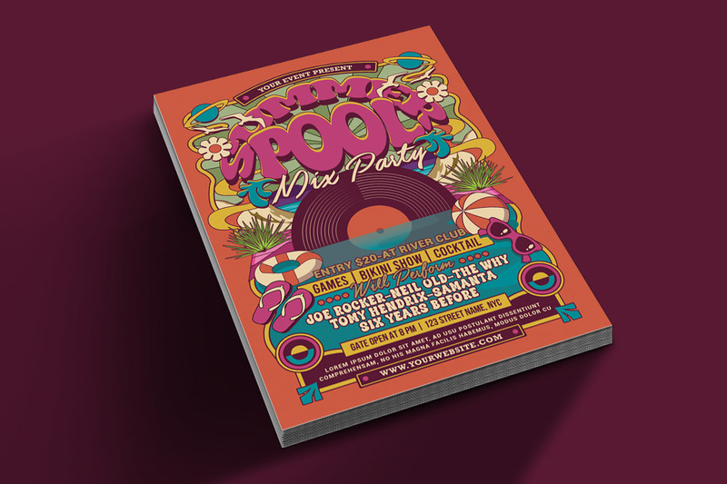 Summer Pool Mix Party Flyer Poster Template - Features Image 2