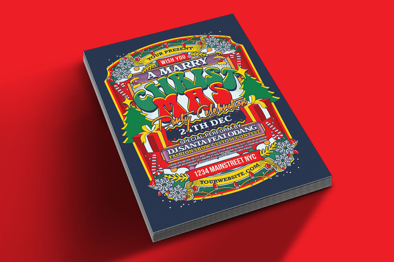 Christmas Party Celebration Flyer Poster Templates - Features Image 2