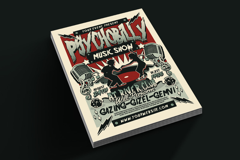 Retro Psychobilly Rockabilly Music Flyer - Features Image 2