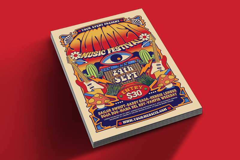 Retro Psychedelic Music Flyer - Features Image 2