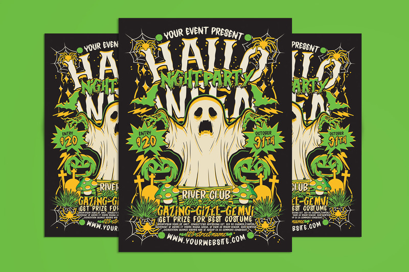 Flyer vert pour la soirée d'Halloween - Caractéristiques de l’image 1