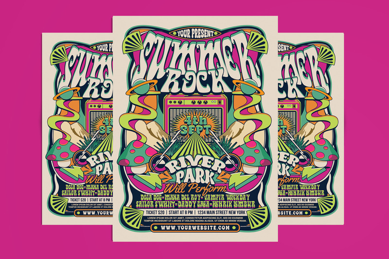 Retro Summer Rock Music Flyer - Features Image 1
