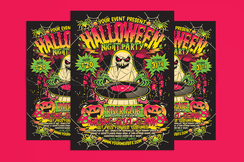 Šablona letáku s retro plakátem a letákem pro Halloween - Features Image 1