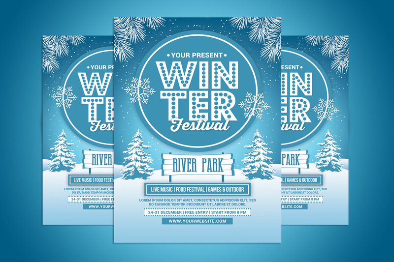 Winter Festival Flyer Poster Template - TemplateMonster