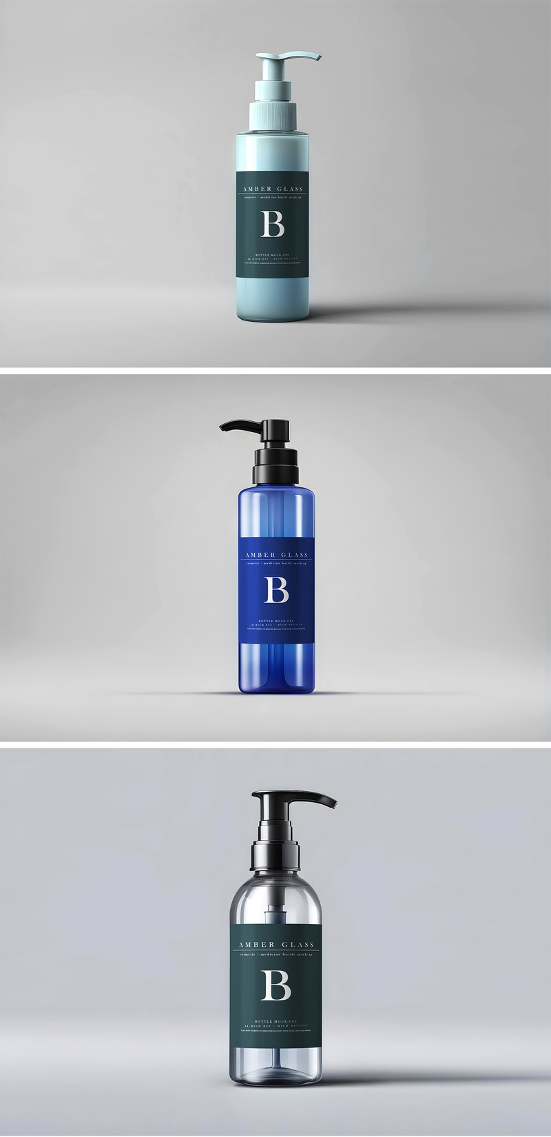 Amber Glass Pump Bottle Mockup - Features Image 1