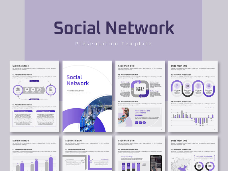 Social Network PPT Template Vertical - Features Image 1