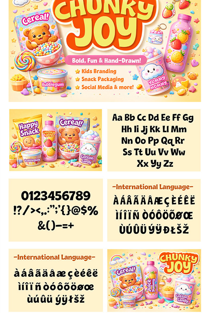 Carattere Chunky Joy per bambini - Caratteristiche Immagine 1