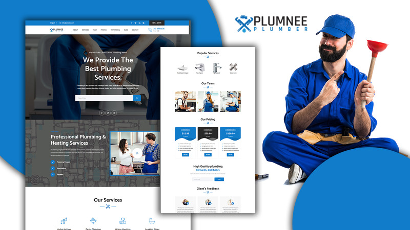 Tomaar-Plumnee Plumbing Services Landing Page WordPress Theme - Features Image 1