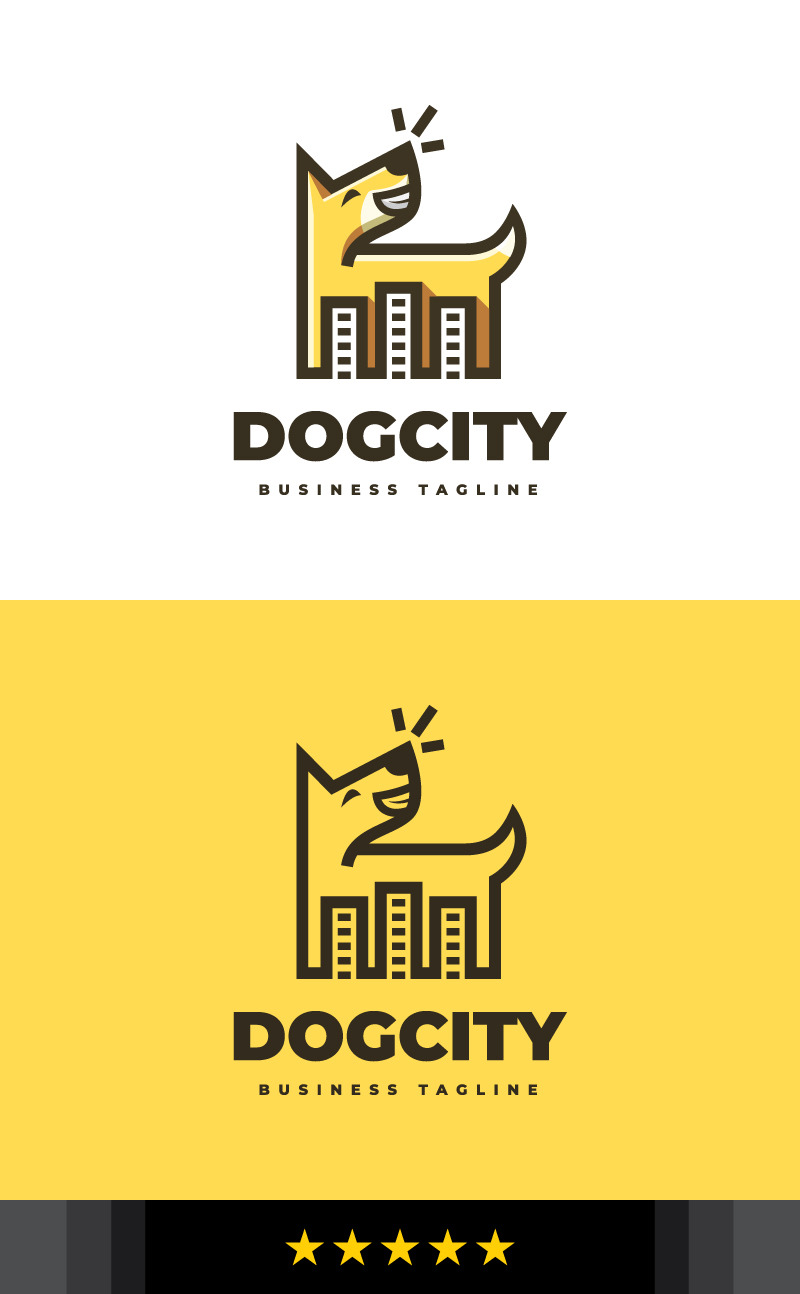 Modèle de logo de ville de chien mignon - Caractéristiques de l’image 1