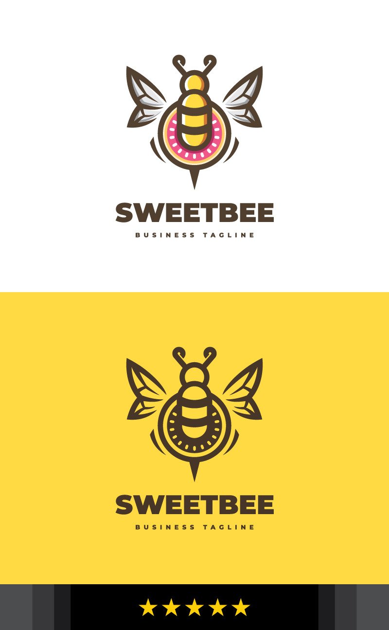Modèle de logo mignon abeille douce - Caractéristiques de l’image 1