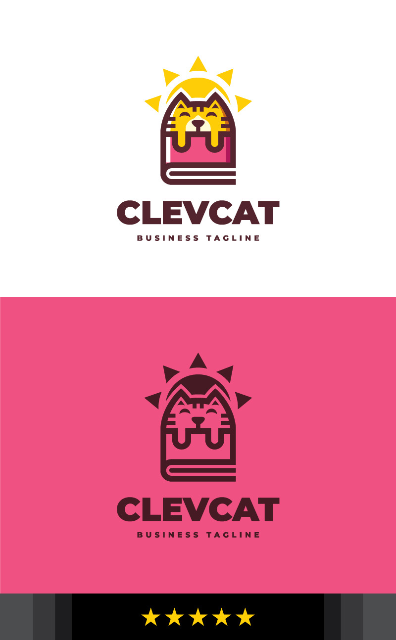 Шаблон логотипа Genius Clever Cat TemplateMonster