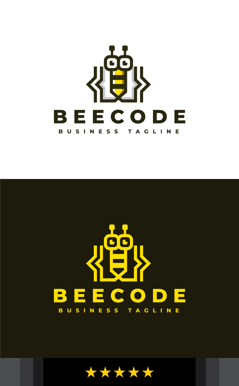 Unique Bee Code Logo Template 353786 TemplateMonster