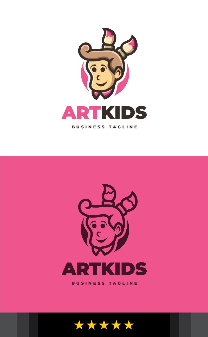 Verspielte Kunst-Logo-Vorlage für Kinder - Eigenschaften Bild 1