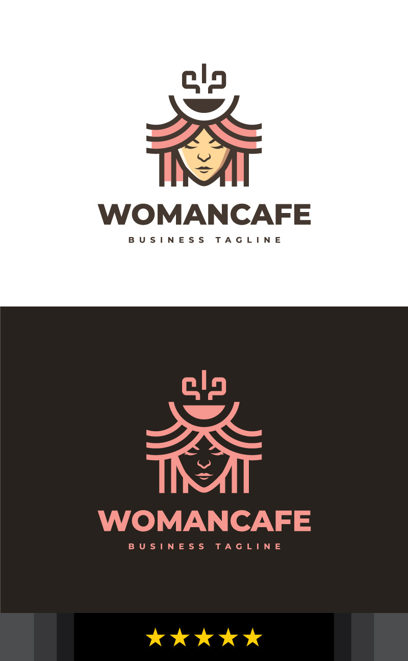 Modèle de logo de café de femme de beauté - Caractéristiques de l’image 1