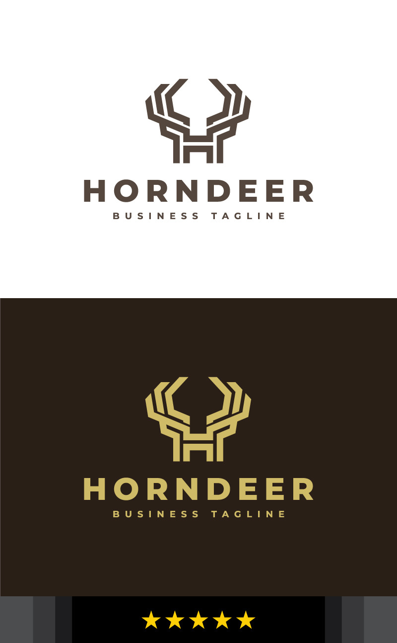 Horn Deer - Bokstaven H Logotyp Mall - Features Image 1