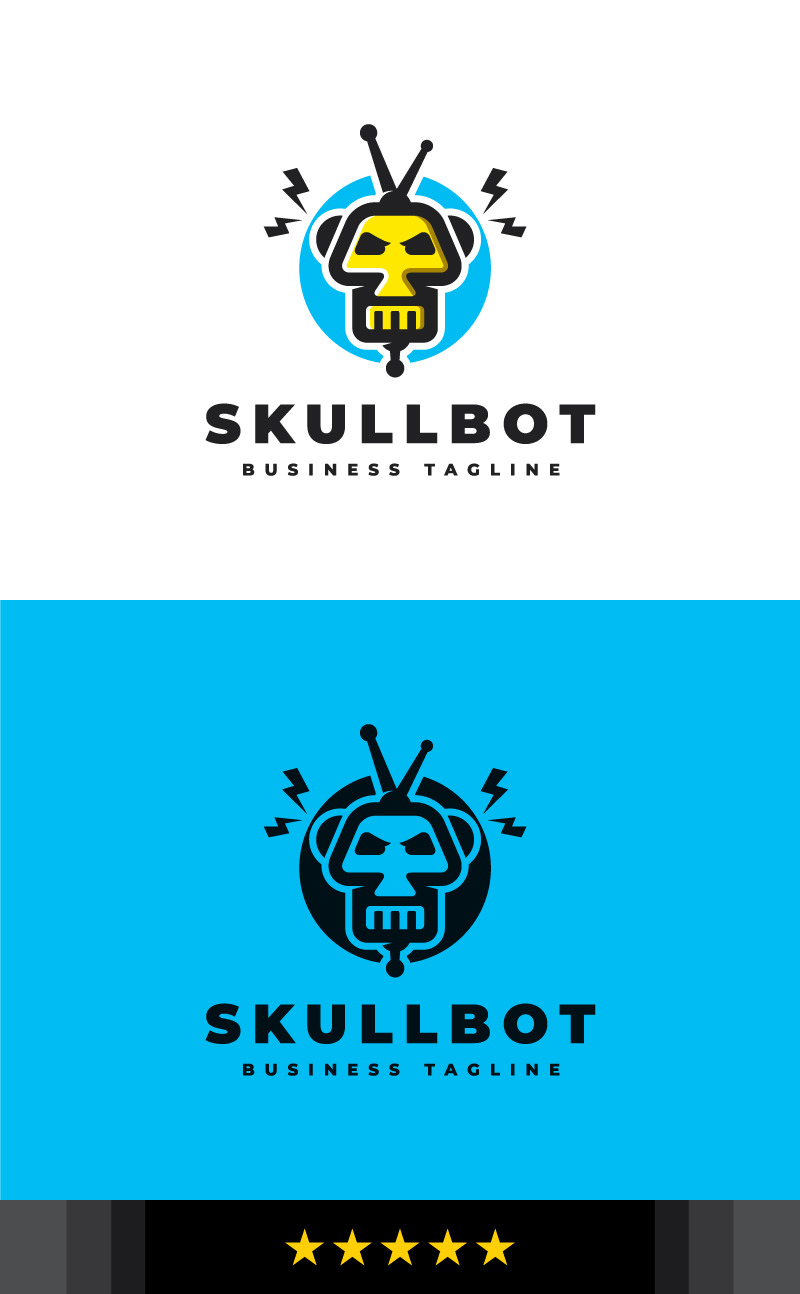 Modèle de logo de crâne de robot créatif - Caractéristiques de l’image 1