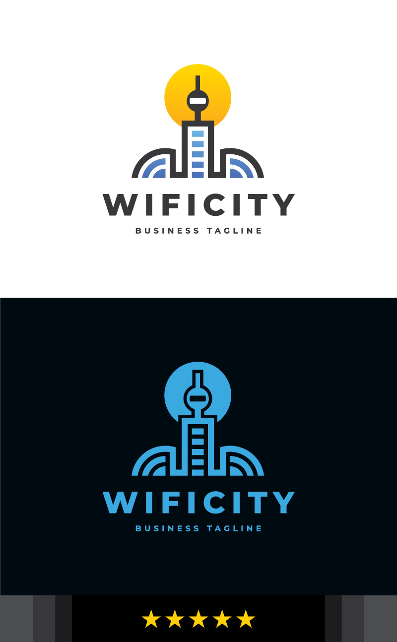 Современный шаблон логотипа Wi-Fi City - Features Image 1