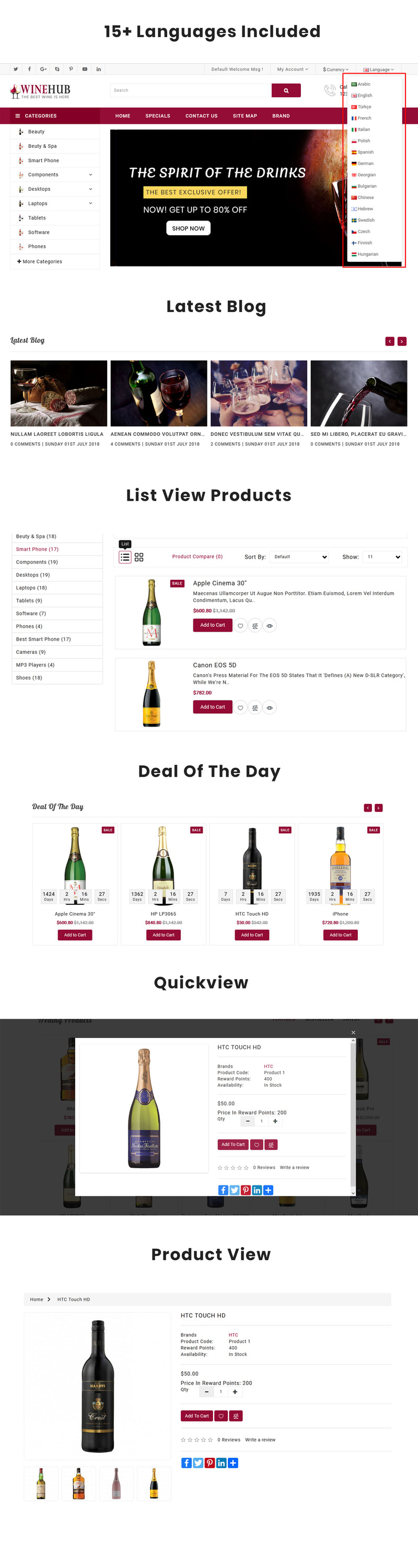 Winehub Alcohol and Liquor Responsive Opencart Theme - Features Image 1