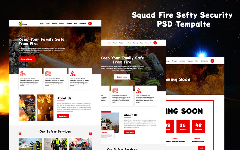 Squad - Fire Safety Security PSD Template - Features Image 1
