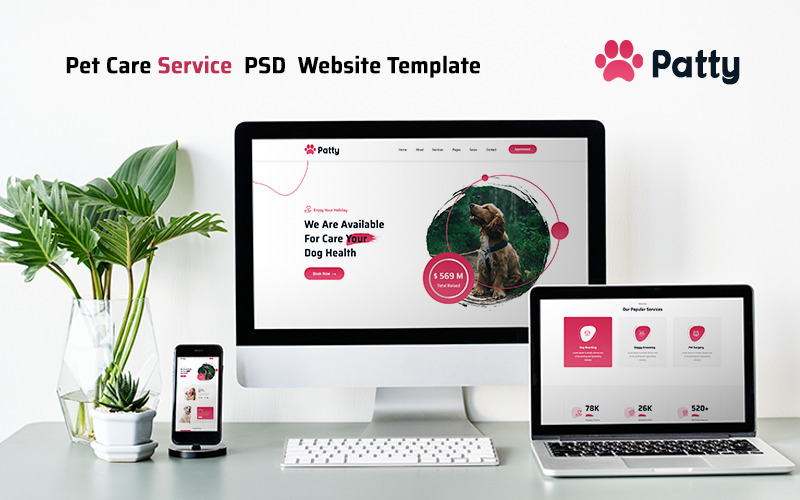 Patty - Pet Care Service PSD Website Template - Features Image 1