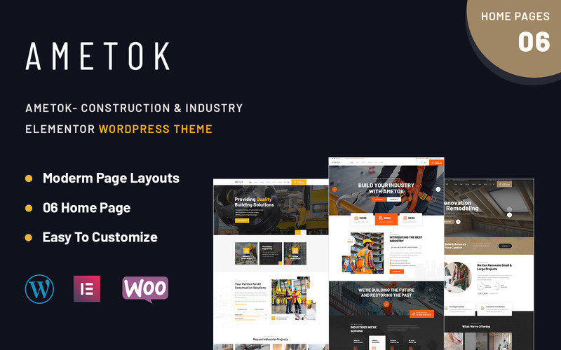 Ametok - Construction & Industry Wordpress Elementor Theme - Features Image 1