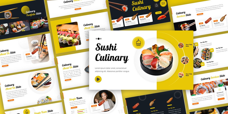 Sushi - modelo de PowerPoint multiuso culinário - Features Image 1