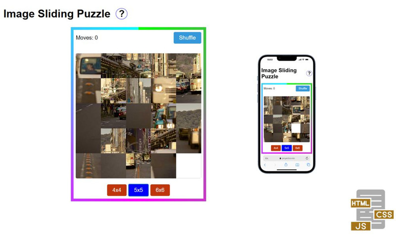 Dynamisches Bildschiebepuzzle-Spiel für Web- und Mobilplattformen - Eigenschaften Bild 1