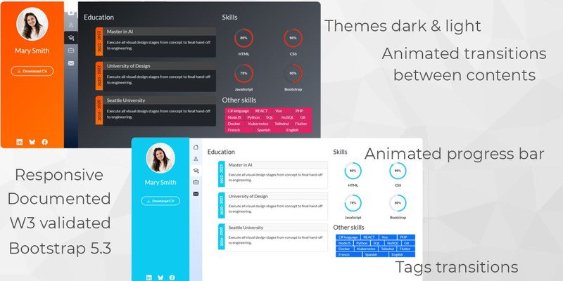 Animerad webbmall för CV - Features Image 1