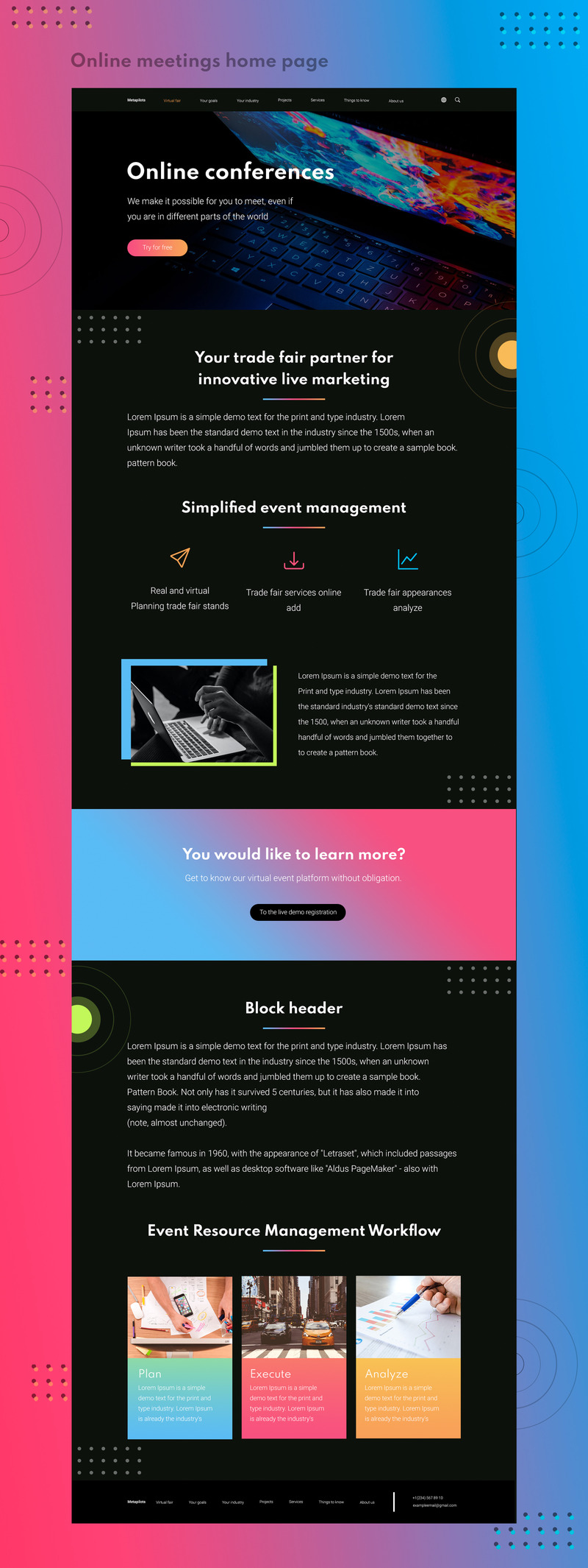 Free Template Online Meetings PSD Template - TemplateMonster