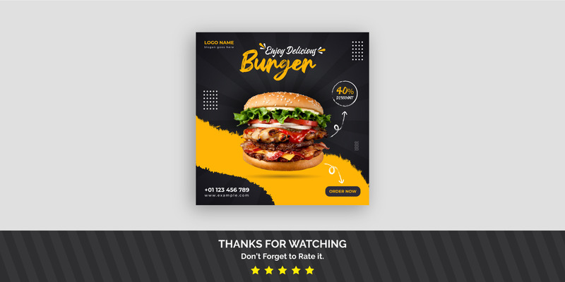 Burger Food Social Media Post Banner Template - Features Image 1