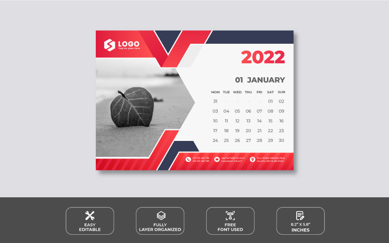 Design pulito del calendario da tavolo 2022 - Caratteristiche Immagine 1