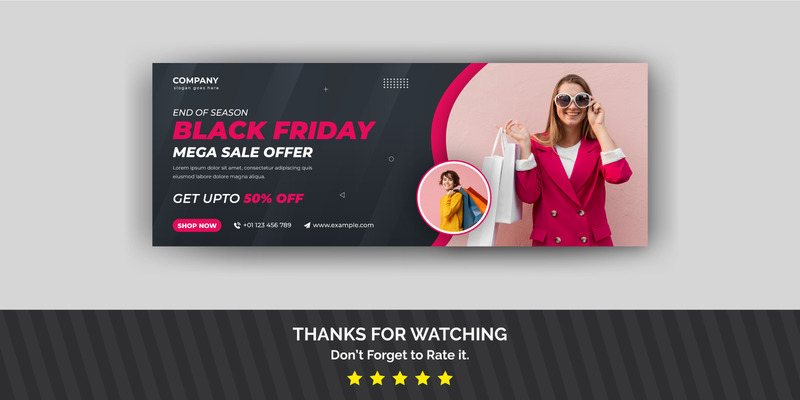 Plantilla de diseño de portada de Facebook y banner web de Black Friday Sale - Características Imagen 1