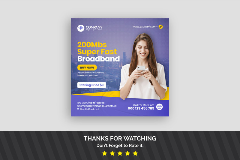 Editable Post Template Instagram Post Banner For Internet Service Promotion - Features Image 1