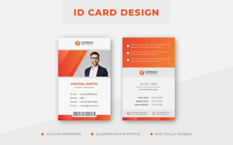 Professional Office ID Card Template TemplateMonster