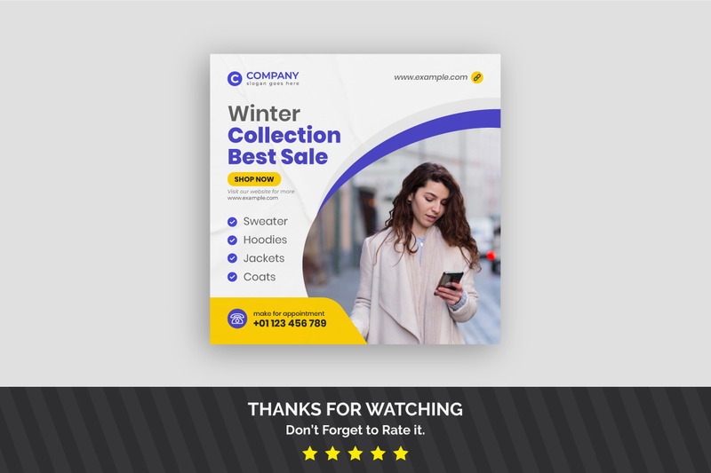 Design minimalista per post sui social media di vendita invernale o modello di banner Web - Caratteristiche Immagine 1