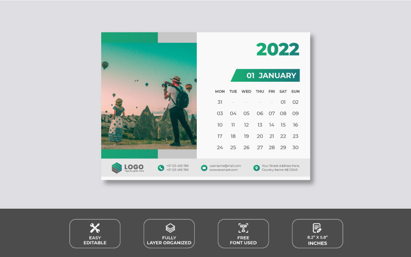 2022 Modern Desk Calendar Design Template - Features Image 1