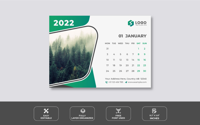 Creative 2022 Desk Calendar Design Template - Features Image 1