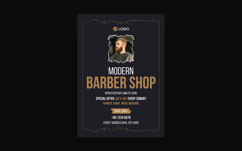Modelo de Cartaz de Folheto de Salão de Barbearia de Beleza - Features Image 1