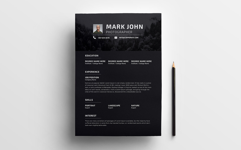 Photographer Cv/Resume Template Design - TemplateMonster