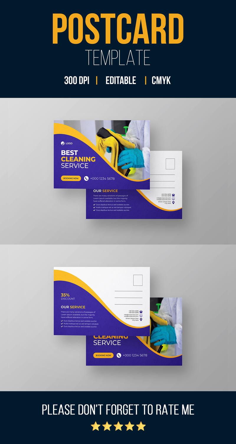 Modern Creative Cleaning Service Company Postcard Template - Features Image 1
