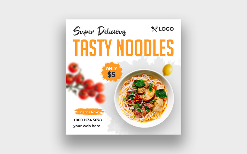 Modello di post sui social media del menu di cibo di noodle - Caratteristiche Immagine 1