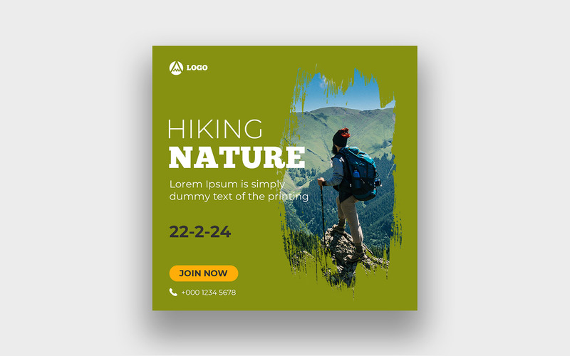 Hiking Nature Facebook Post Design Template - Features Image 1