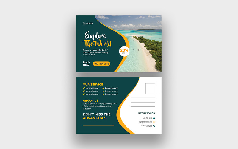 Modern Travel Tour Agency Postcard Template - Features Image 1