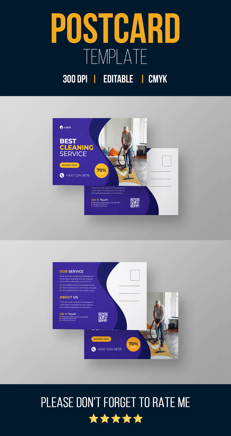 Modern Cleaning Service Postcard - Features Image 1