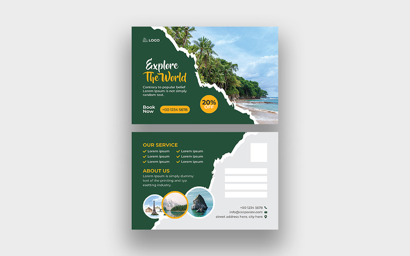 Modern Travel Postcard Design 298347 TemplateMonster