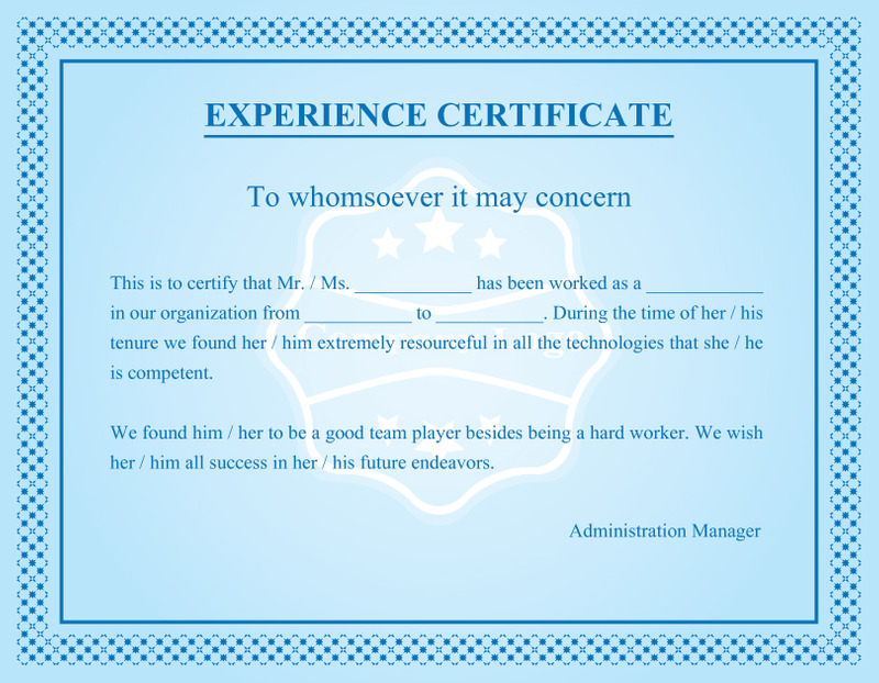Experience Certificate Design Template - Features Image 1