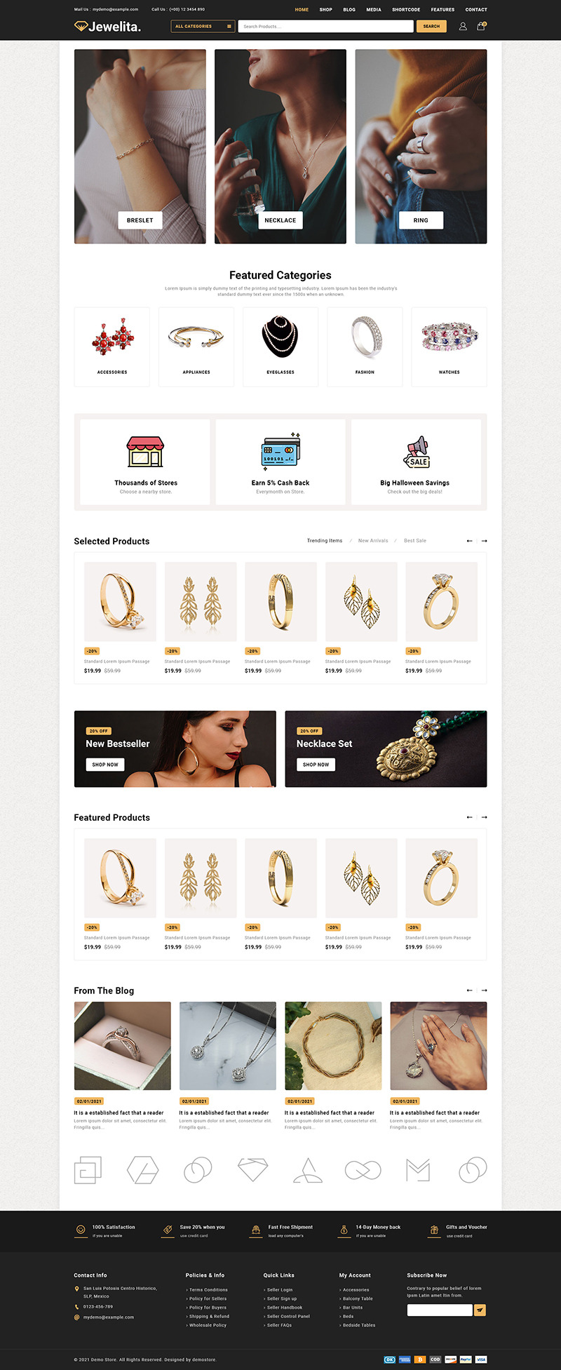 Jewelita - PSD шаблон для фотошопа для электронной коммерции - Изображения фич 1