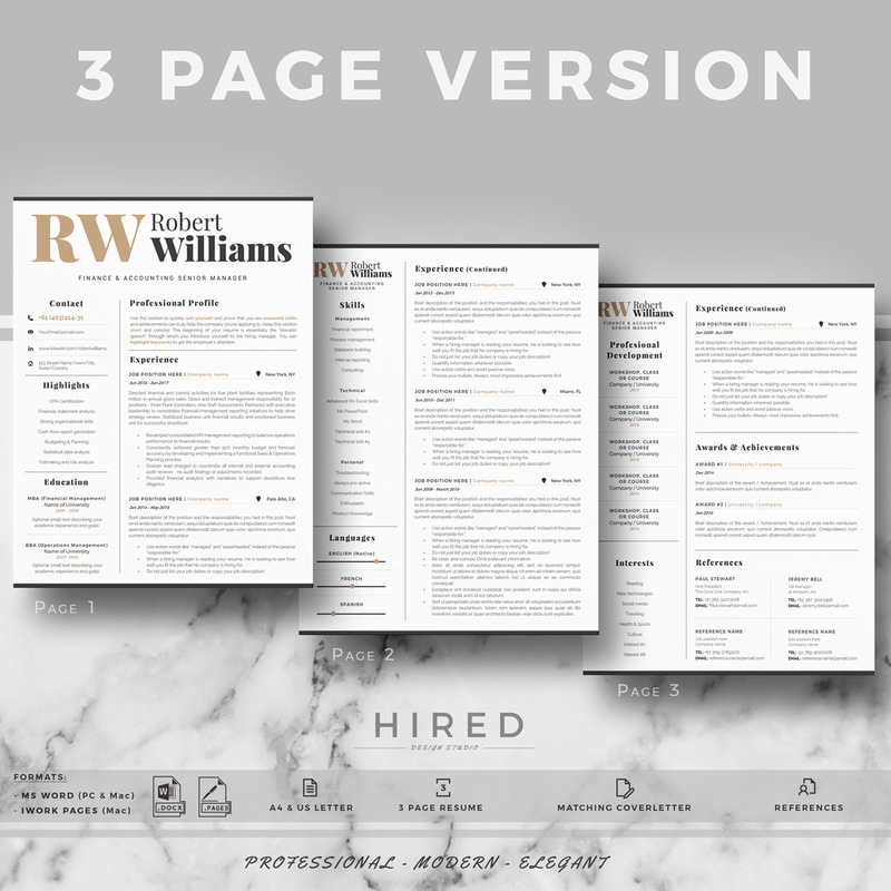 ROBERT - Accountant Sales Resume Format with Cover Letter & References for MS Word and Mac Pages - Features Image 3