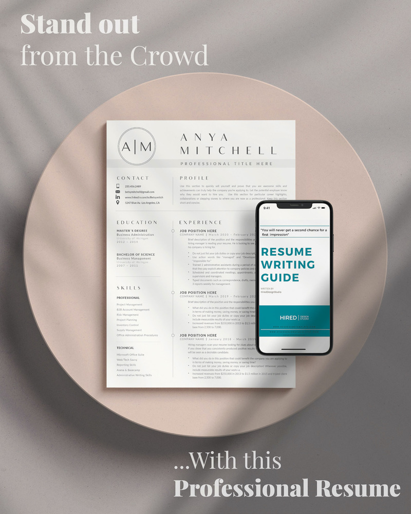 ANYA - 3 Pages of Professional Resume CV Design with Cover Letter format and References page - Features Image 6