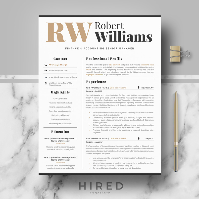 ROBERT - Accountant Sales Resume Format with Cover Letter & References for MS Word and Mac Pages - Features Image 1
